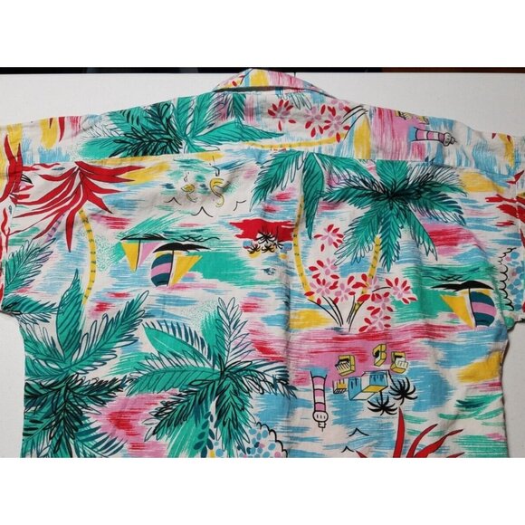 Randi of California Short Sleeve Button Up Hawaiian Shirt Blouse Women's Large - Picture 8 of 9